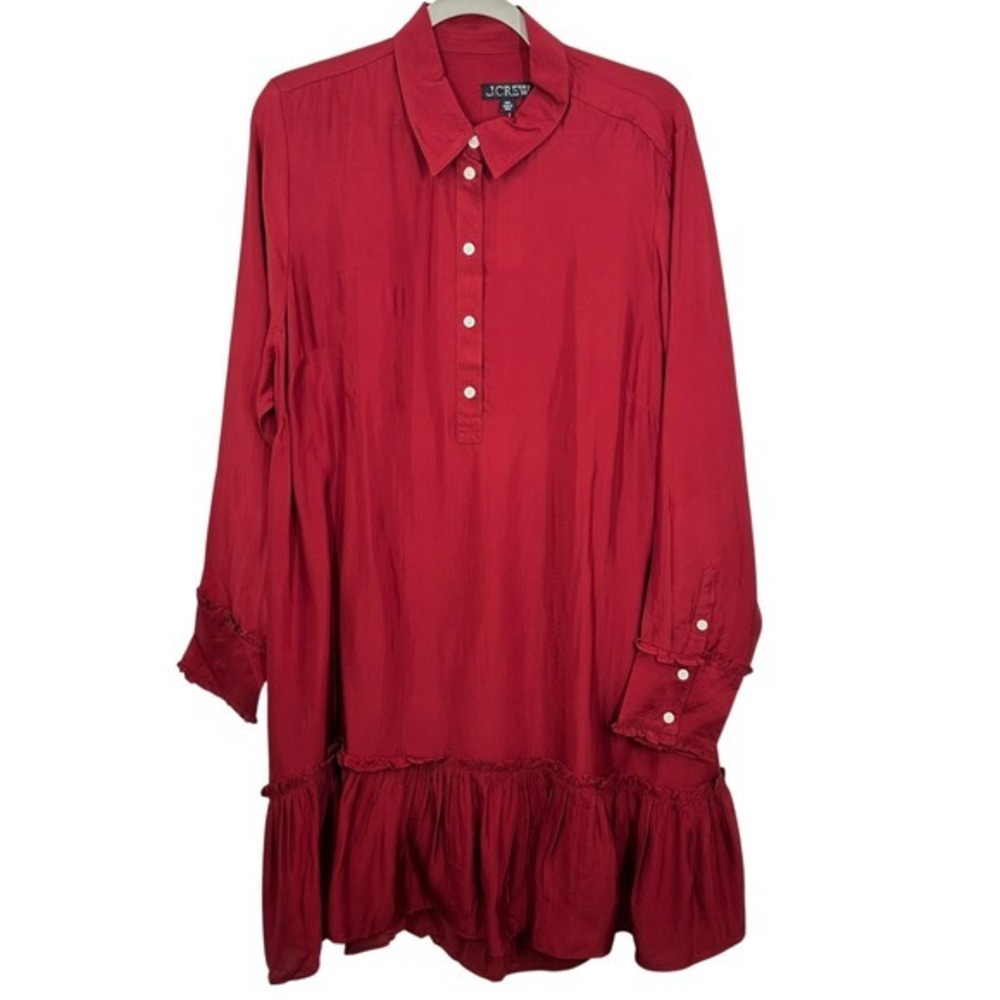 J. Crew XXL Burgundy Red Amelia popover Shirt dress Flowy Preppy Cocktail Hour